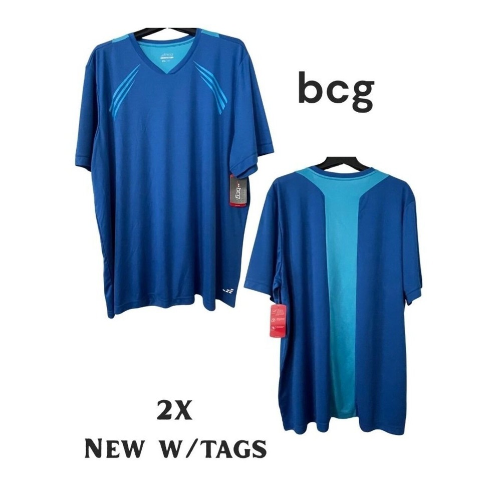 bcg Shirt 2X Blue Mens Tru-Wick Activewear Short Sleeve New with Tags